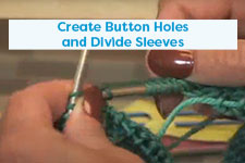 Create Button Holes and Divide Sleeves for Top Down Sweaters Knitting Tutorial