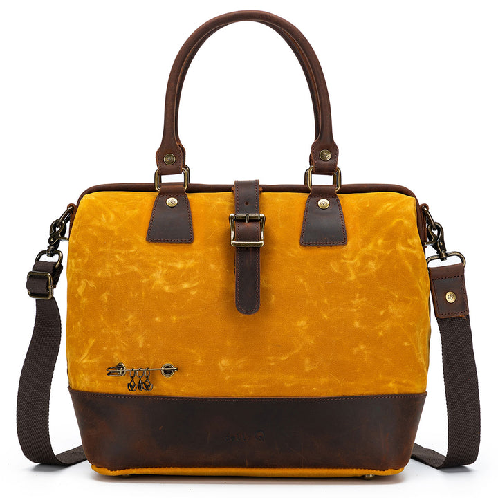 della Q Maker's Canvas Satchel - Mustard - Extra Image