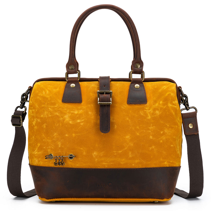 della Q Maker's Canvas Satchel - Mustard - Zoom Image