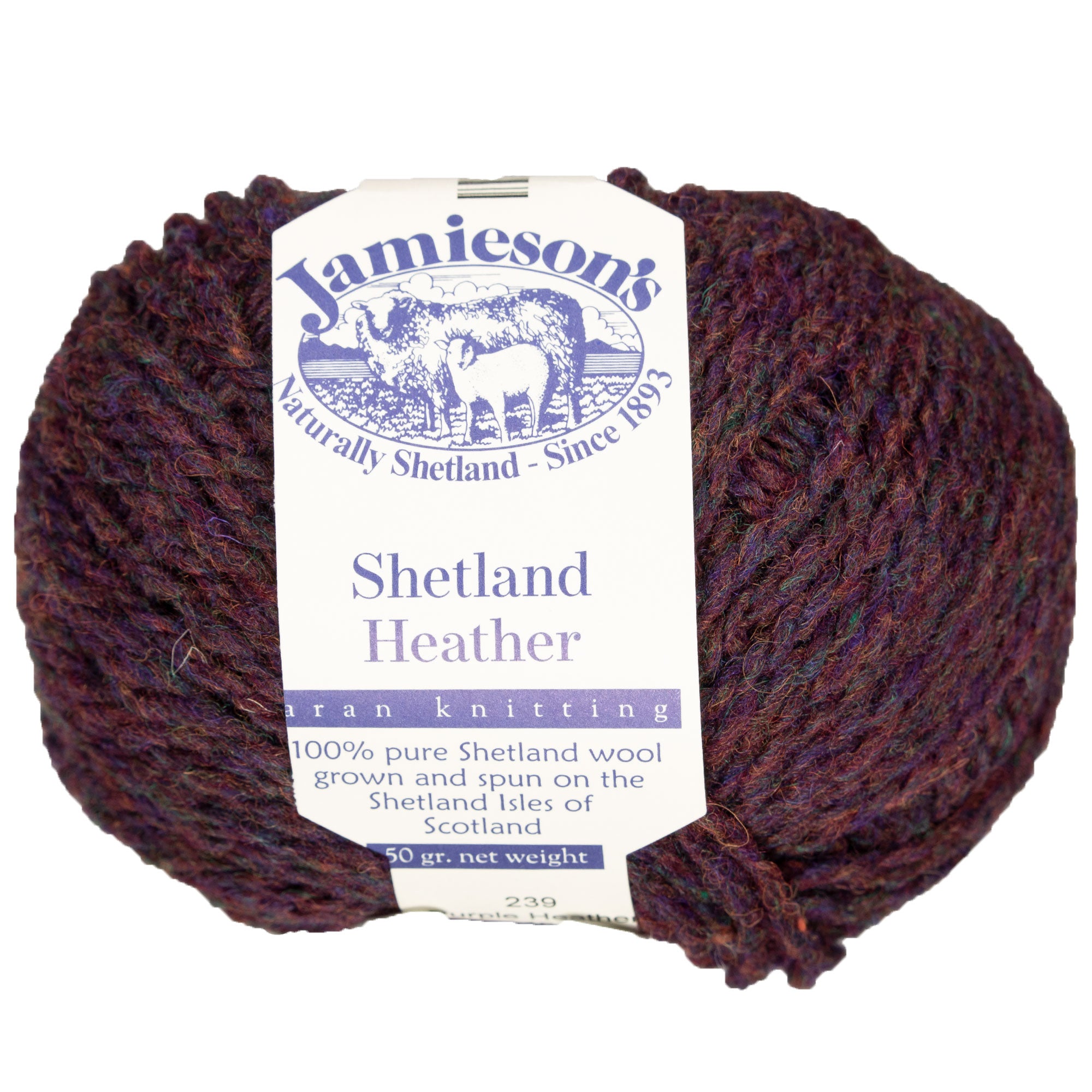 Jamieson's of Shetland Heather Aran Yarn - 239 Purple Heather - Zoom Image