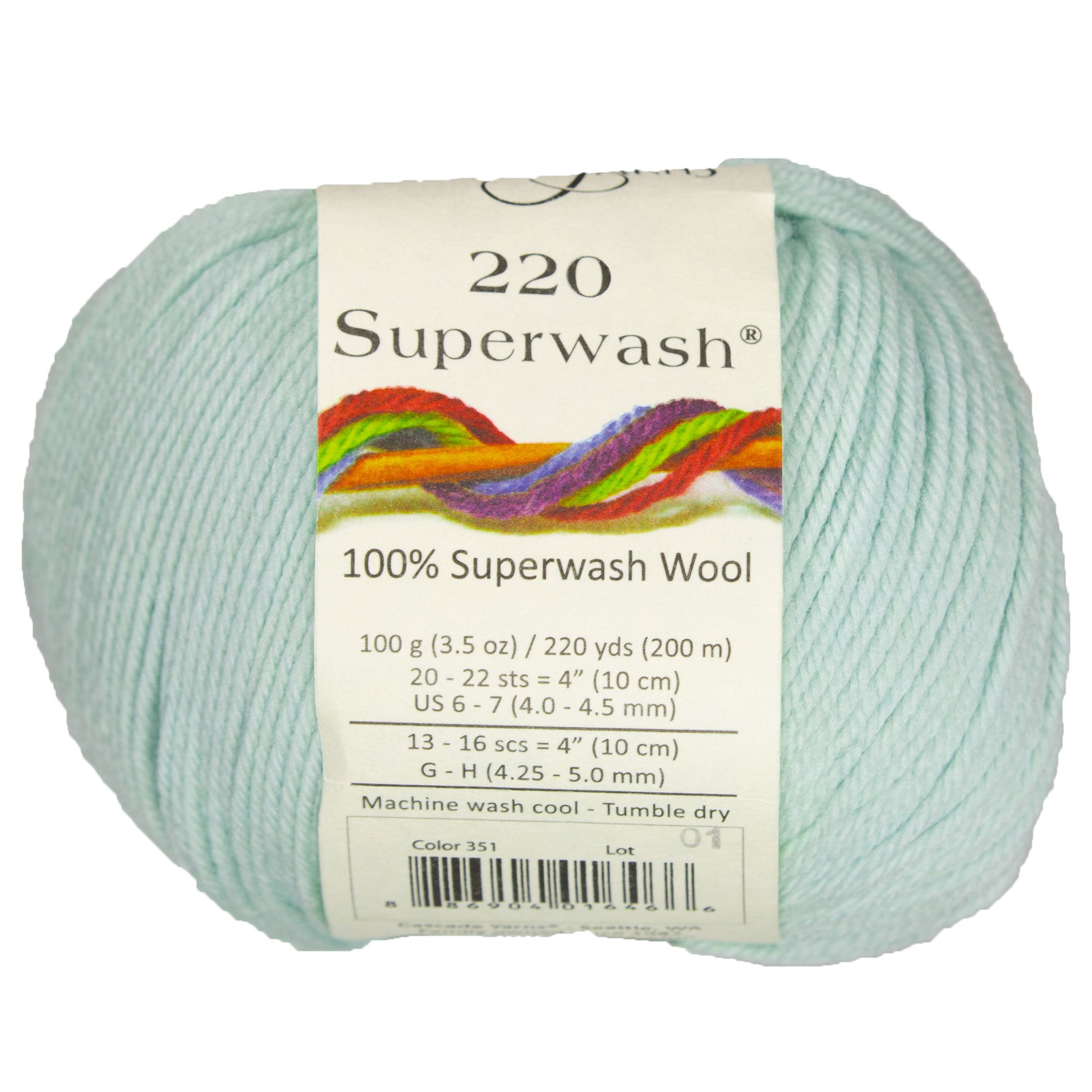 Cascade Yarns 220 Superwash Yarn - 0351 Pale Jade - Zoom Image
