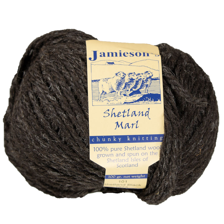 Jamieson's of Shetland Marl Chunky Yarn - 101 Shetland Black - Zoom Image