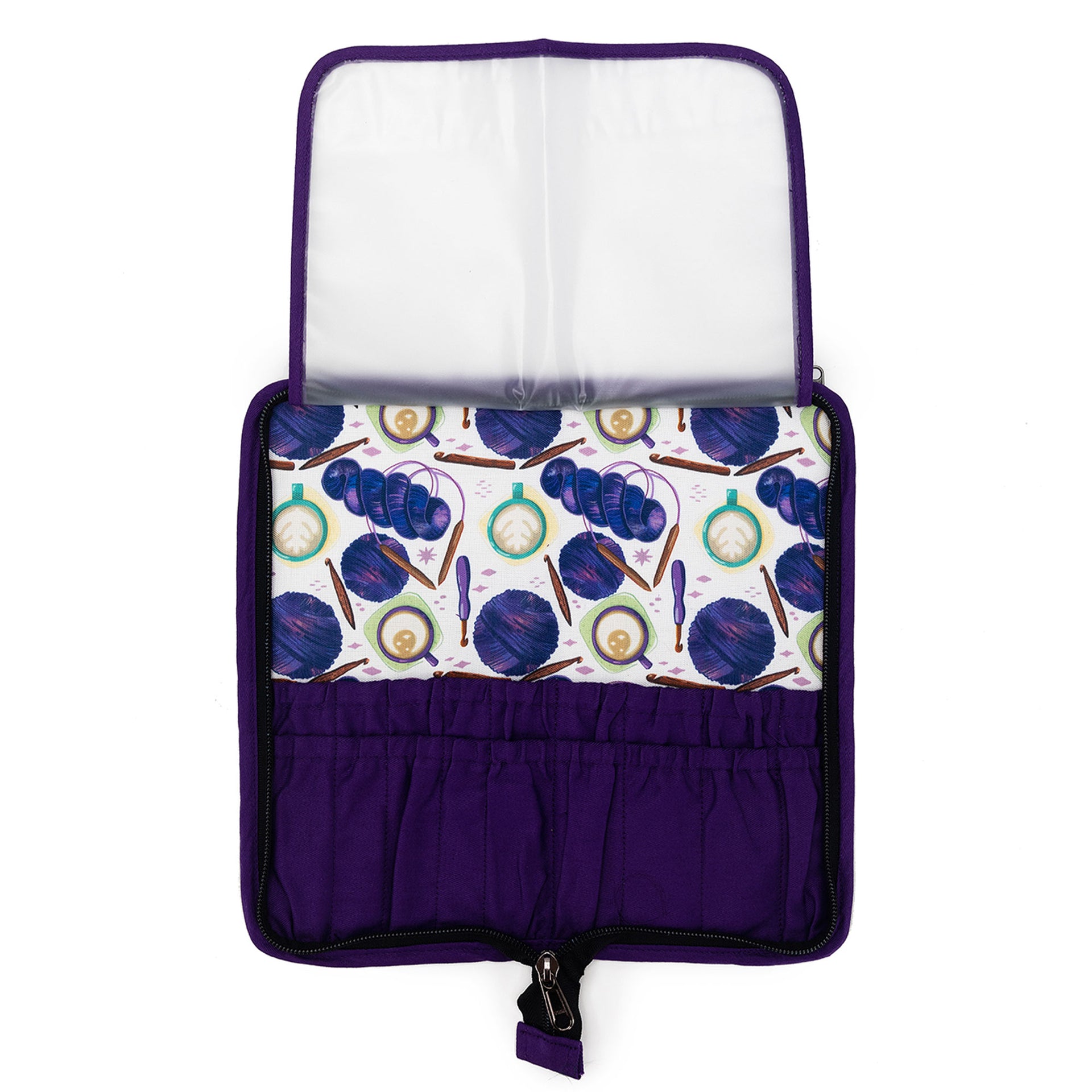 della Q Chicken Boots DPN/Crochet Hook Case - Coffee and Yarn Purple - Zoom Image
