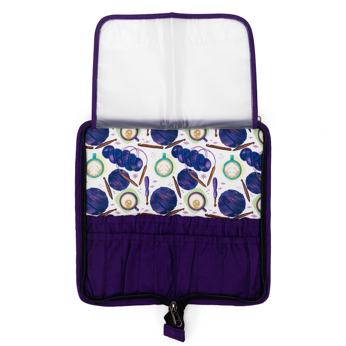 della Q Chicken Boots DPN/Crochet Hook Case - Coffee and Yarn Purple - Extra Image
