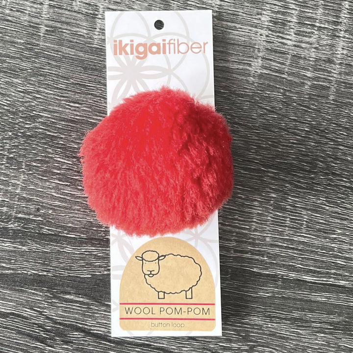 Ikigai Fiber Wool Pom Poms - Red Wool Pom 8cm - Zoom Image