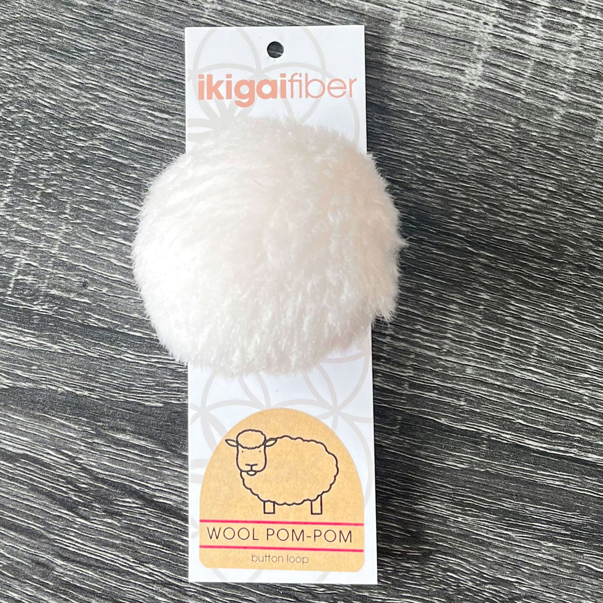 Ikigai Fiber Wool Pom Poms - White Wool Pom 8cm - Zoom Image