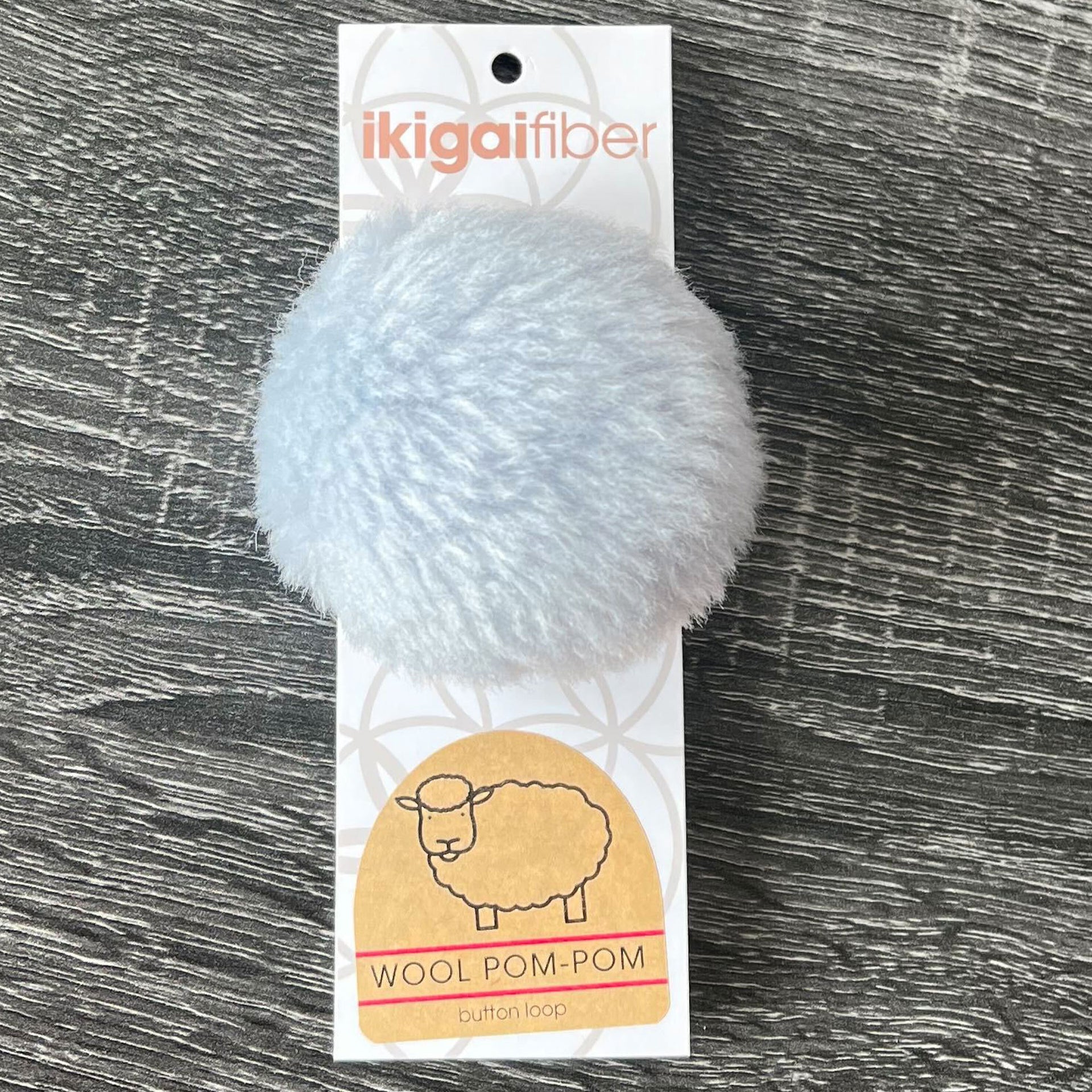 Ikigai Fiber Wool Pom Poms - Light Grey Wool Pom 8cm - Zoom Image

