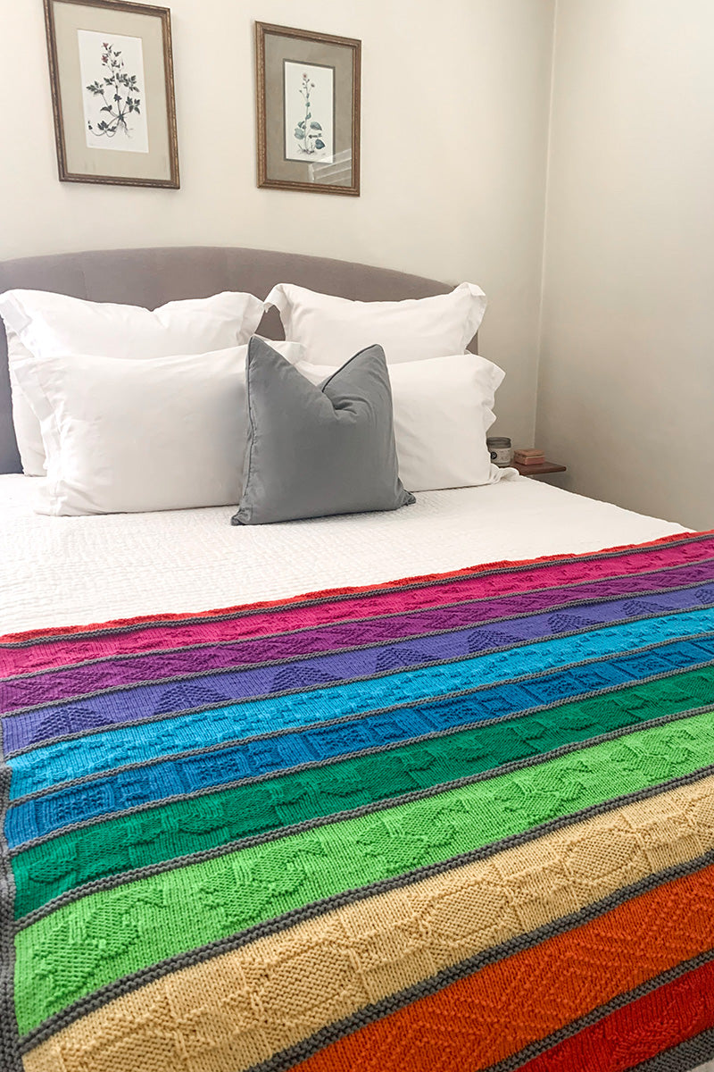 Jimmy Beans Wool PDF Patterns - Cascading Rainbows Blanket - Extra Image