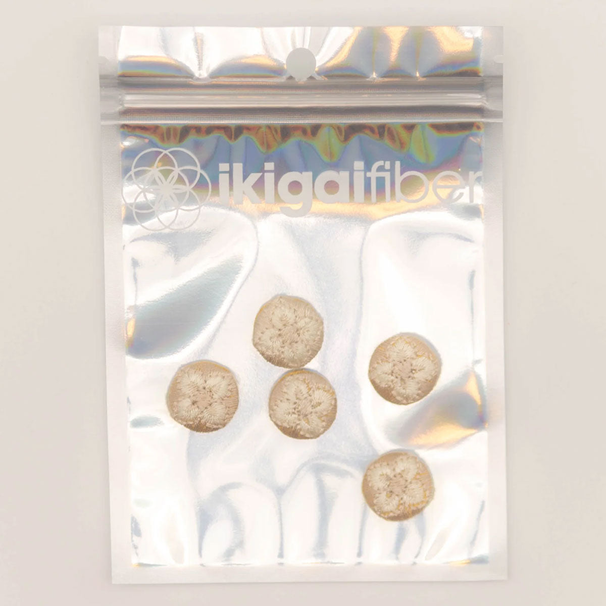 Ikigai Fiber Sew On Crystals & Buttons - Embroidered Beige Flower Button - Extra Image
