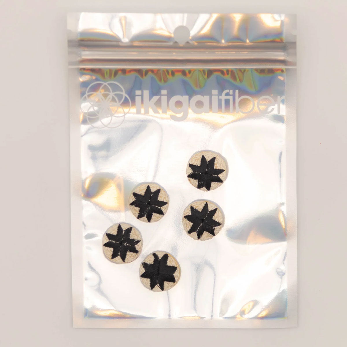Ikigai Fiber Sew On Crystals & Buttons - Embroidered Black Star Button - Extra Image
