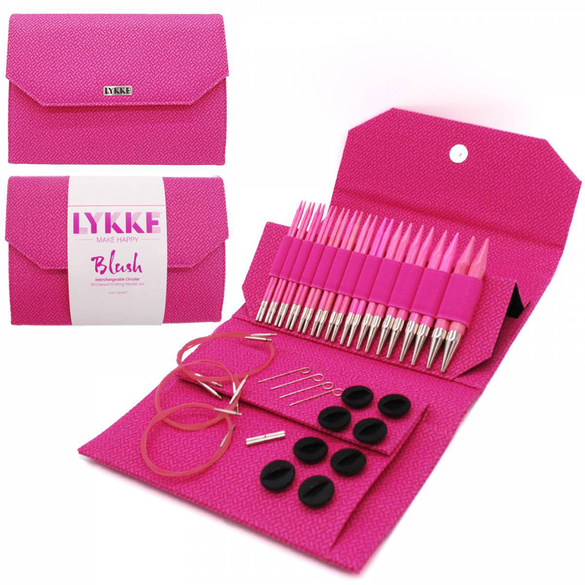 LYKKE Crafts Birchwood Interchangeable Needle Sets - Blush - Pink Case - 5" Tips US 4-17 - Extra Image
