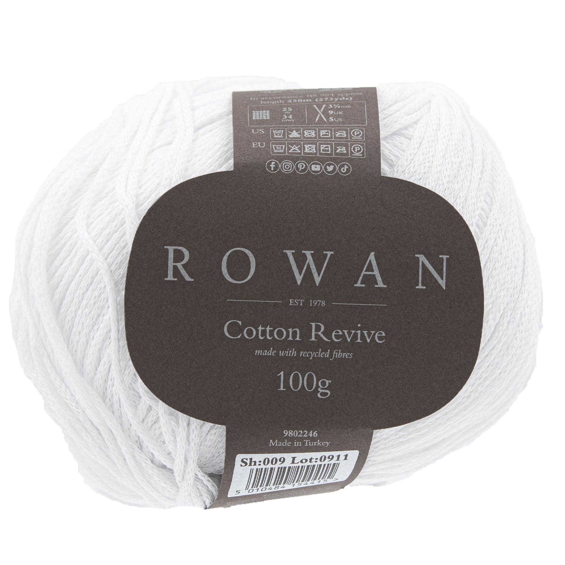 Rowan Cotton Revive Yarn - 009 White - Zoom Image
