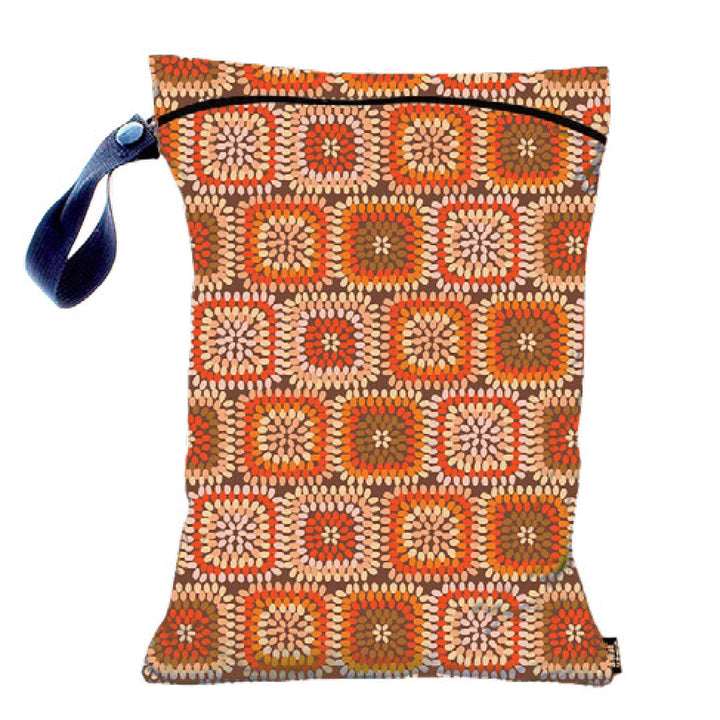 Gleener S'Wet Wet/Dry Bag - Orange Granny-esque Squares - Extra Image