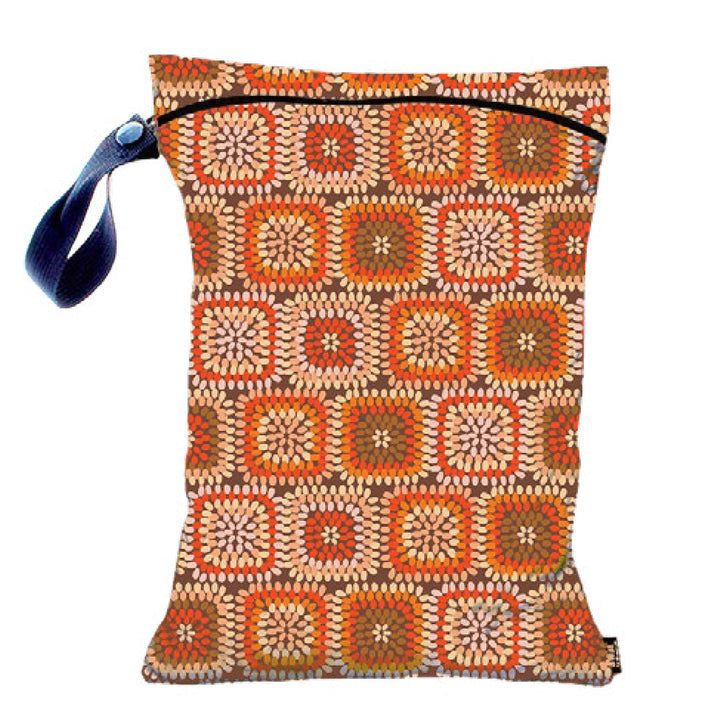 Gleener S'Wet Wet/Dry Bag - Orange Granny-esque Squares - Zoom Image