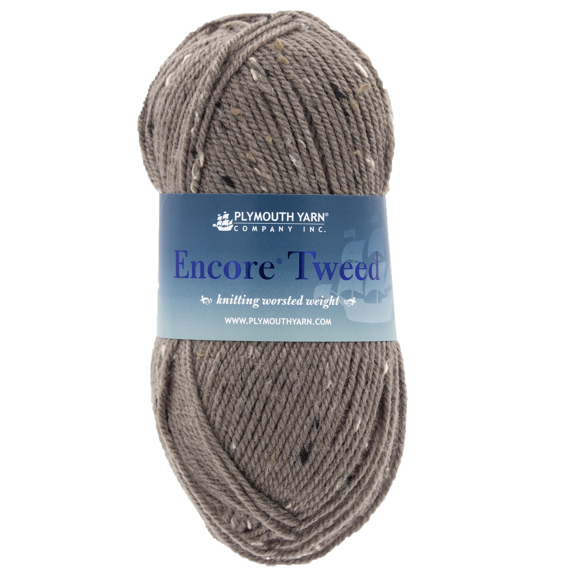 Plymouth Yarn Encore Tweed Yarn - 1204 Brownstone - Zoom Image
