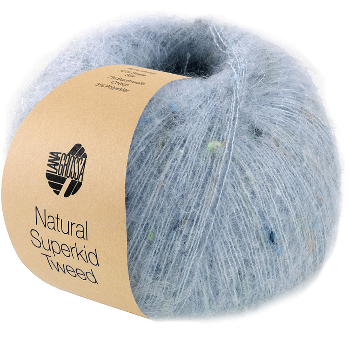 Lana Grossa Natural Superkid Tweed Yarn - 618 Light Blue - Extra Image
