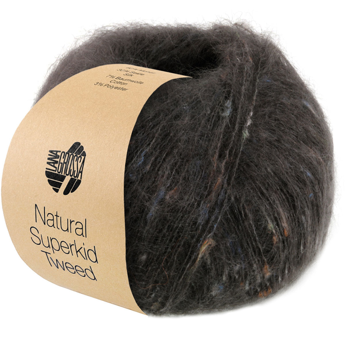 Lana Grossa Natural Superkid Tweed Yarn - 624 Dark Grey - Extra Image
