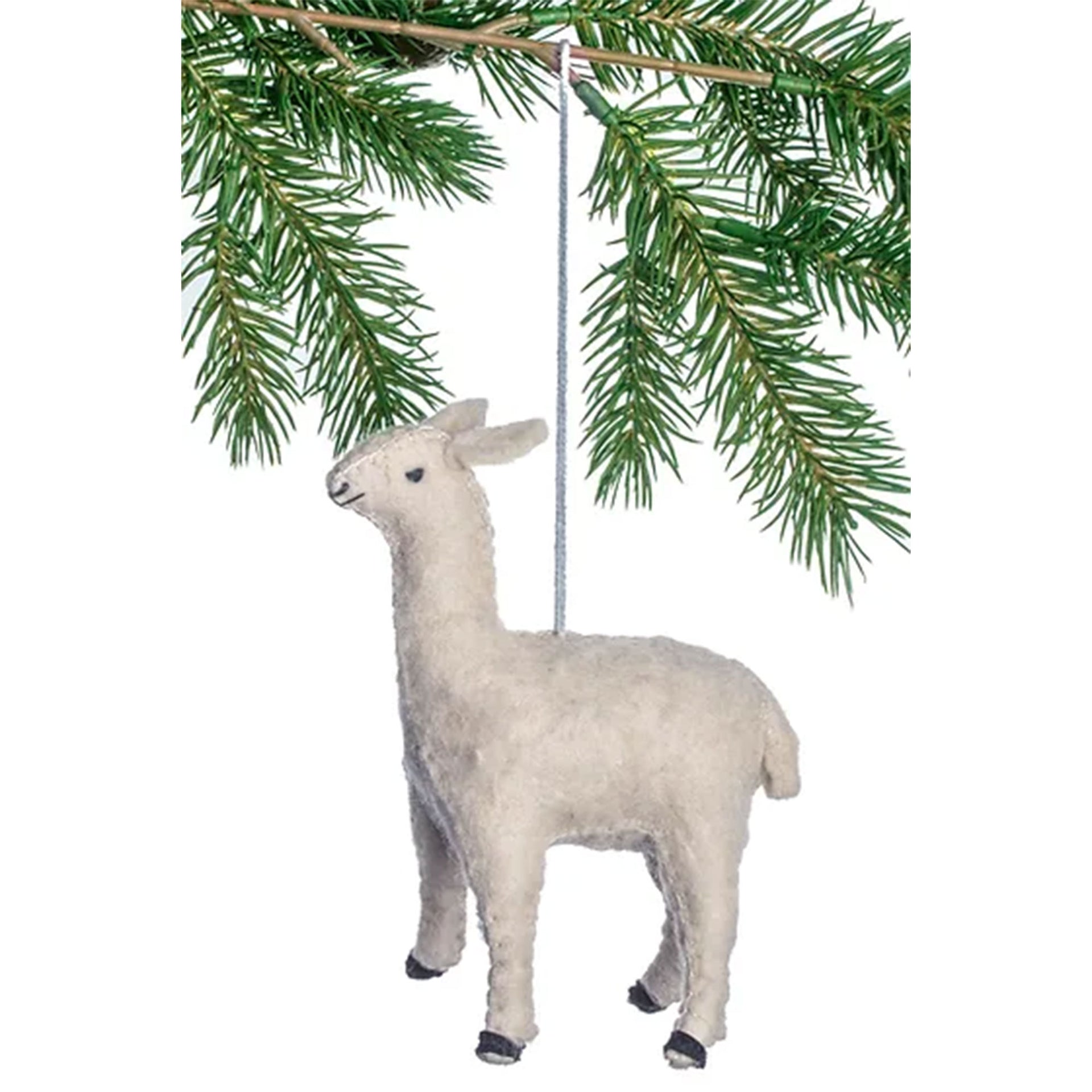 Silk Road Bazaar Handmade Felt Ornaments - White Alpaca - Zoom Image
