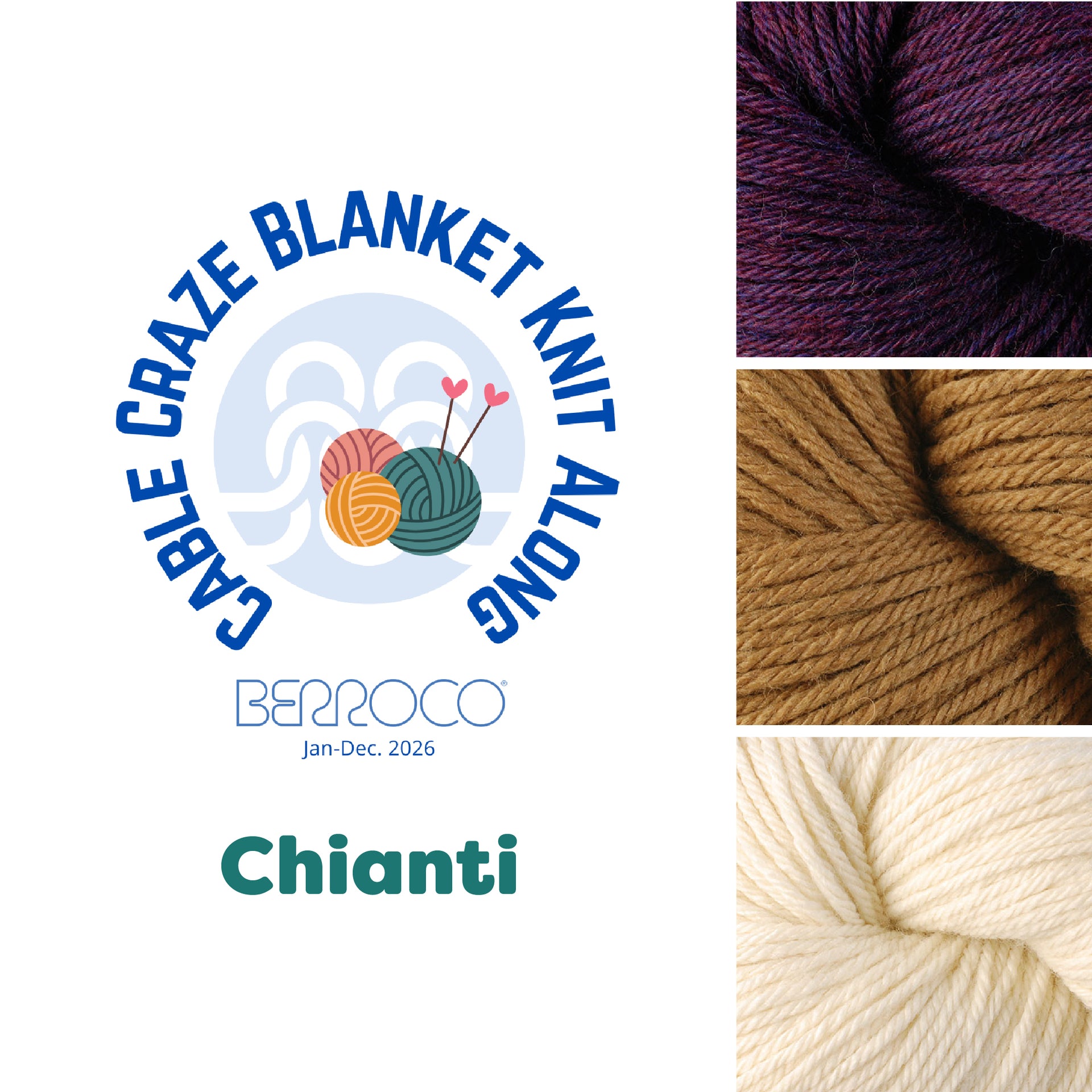 Berroco Cable Craze Blanket Knit-Along Kit - Chianti
