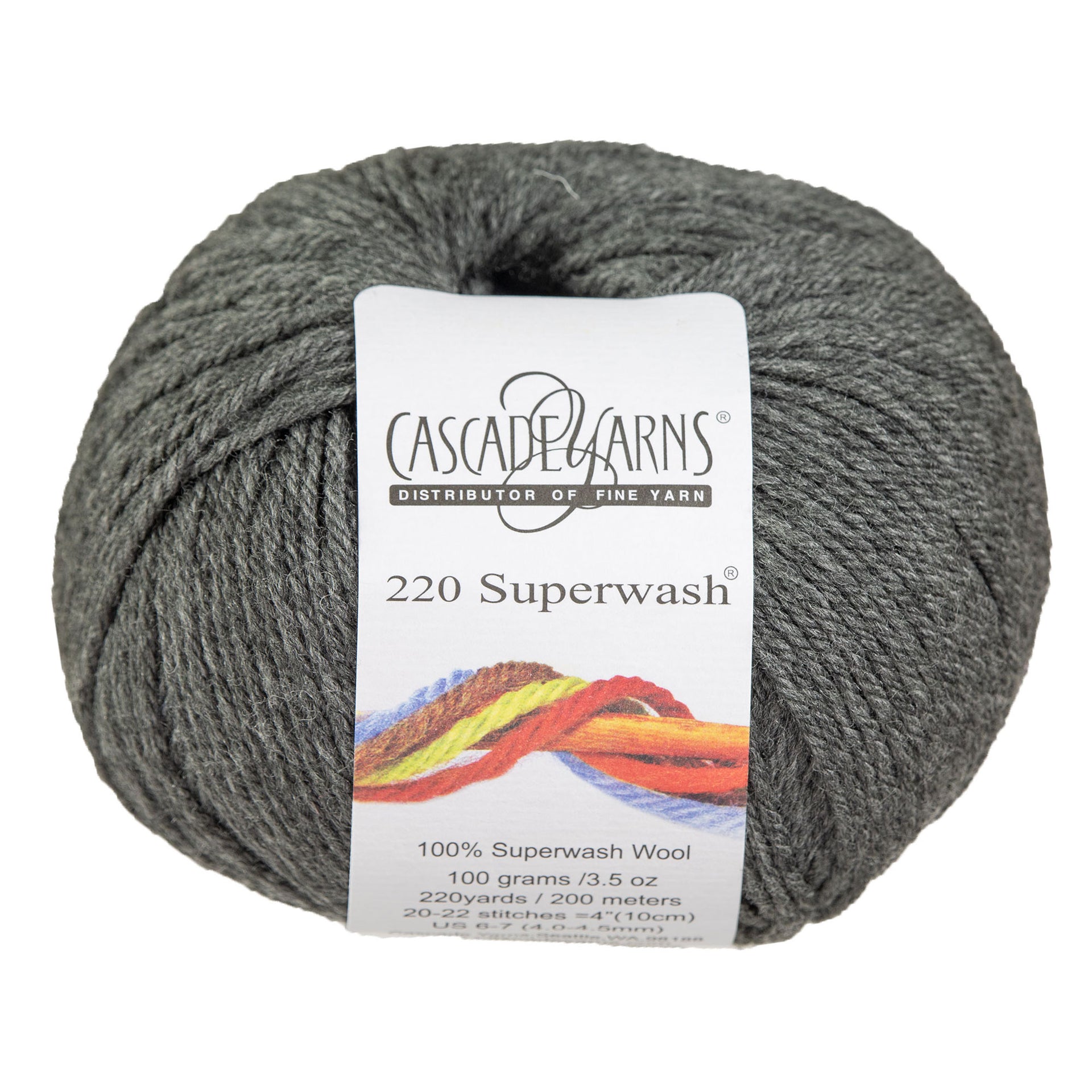 Cascade Yarns 220 Superwash Yarn - 0900 Charcoal - Zoom Image
