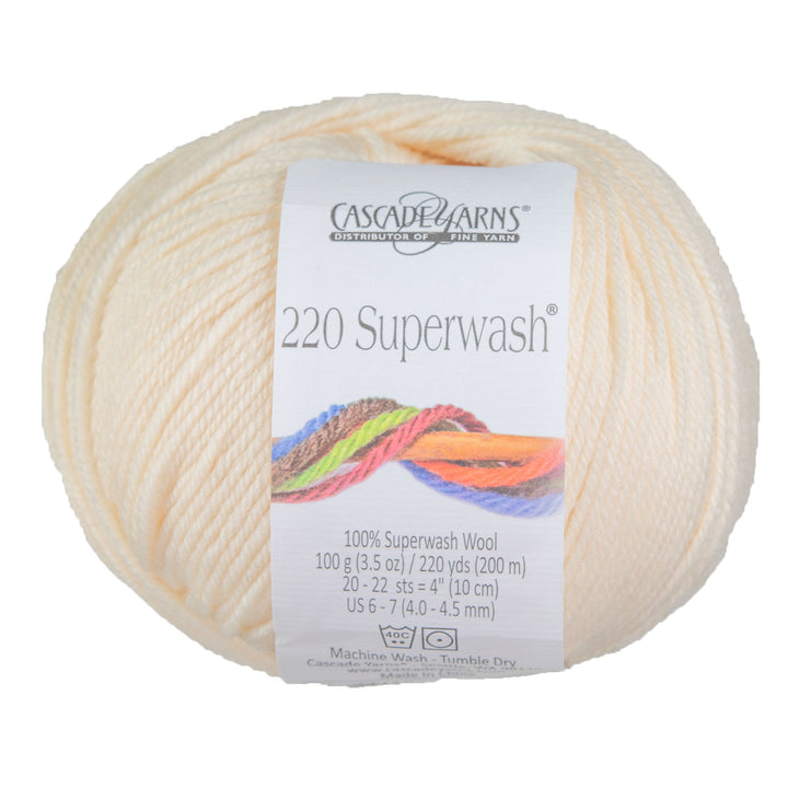 Cascade Yarns 220 Superwash Yarn - 0910A Winter White - Zoom Image