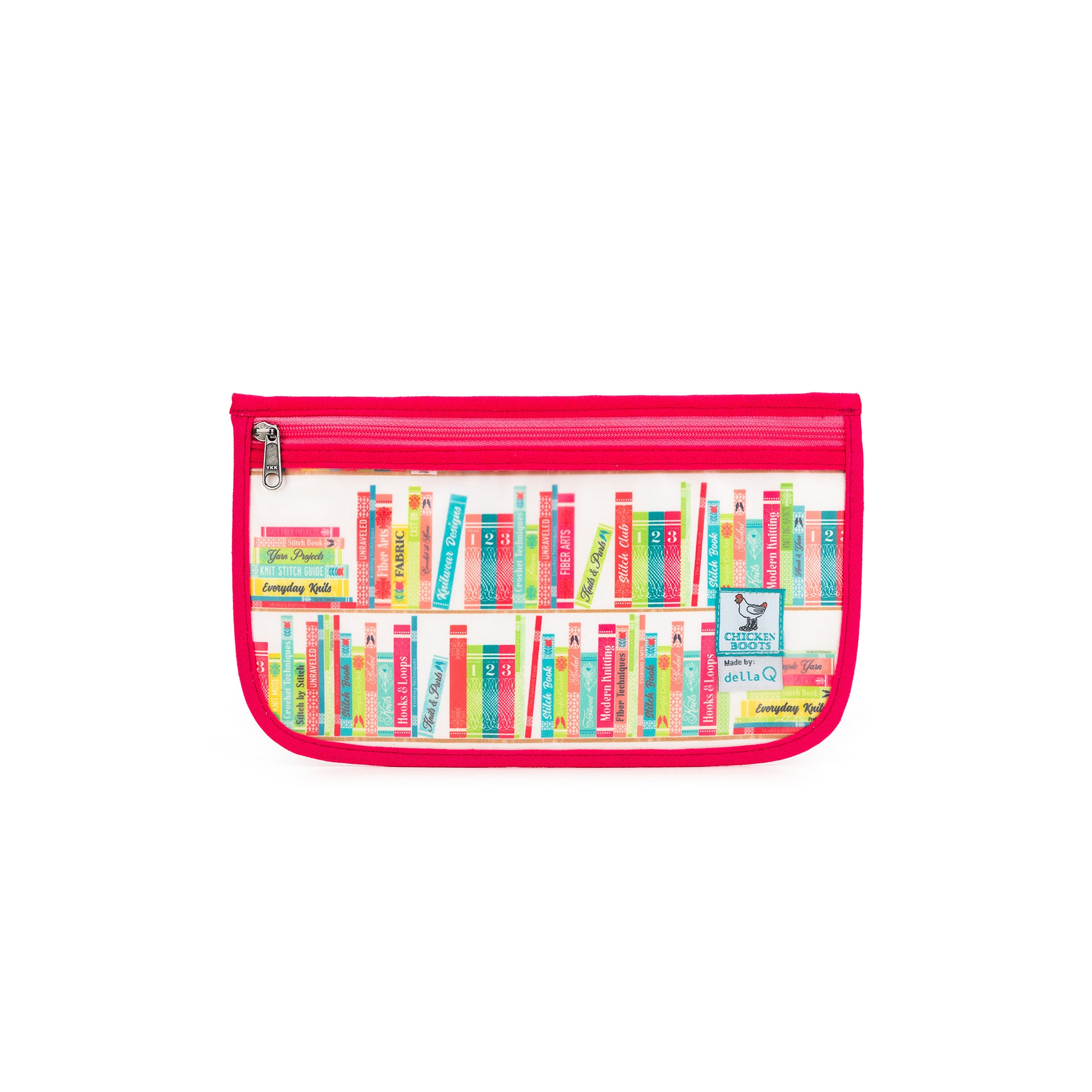 della Q Chicken Boots Notions Case - *Linen - Library - Fuchsia
