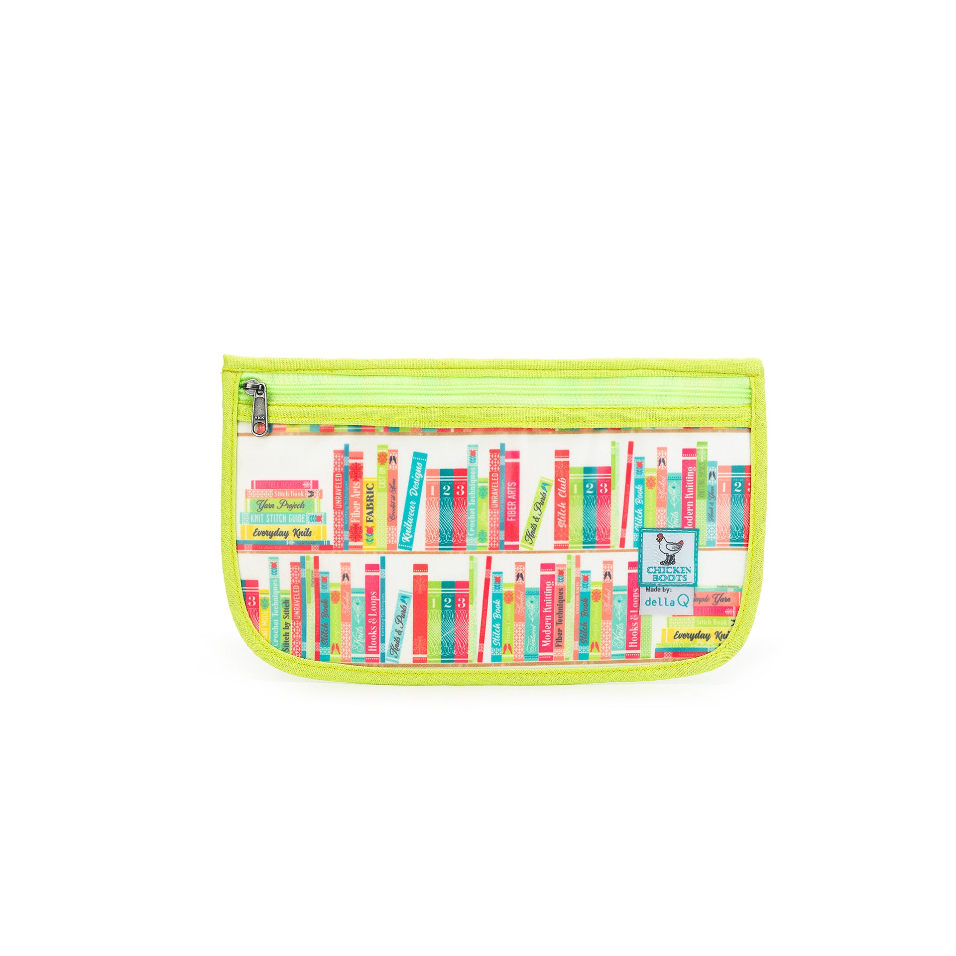 della Q Chicken Boots Notions Case - *Linen - Library - Lime
