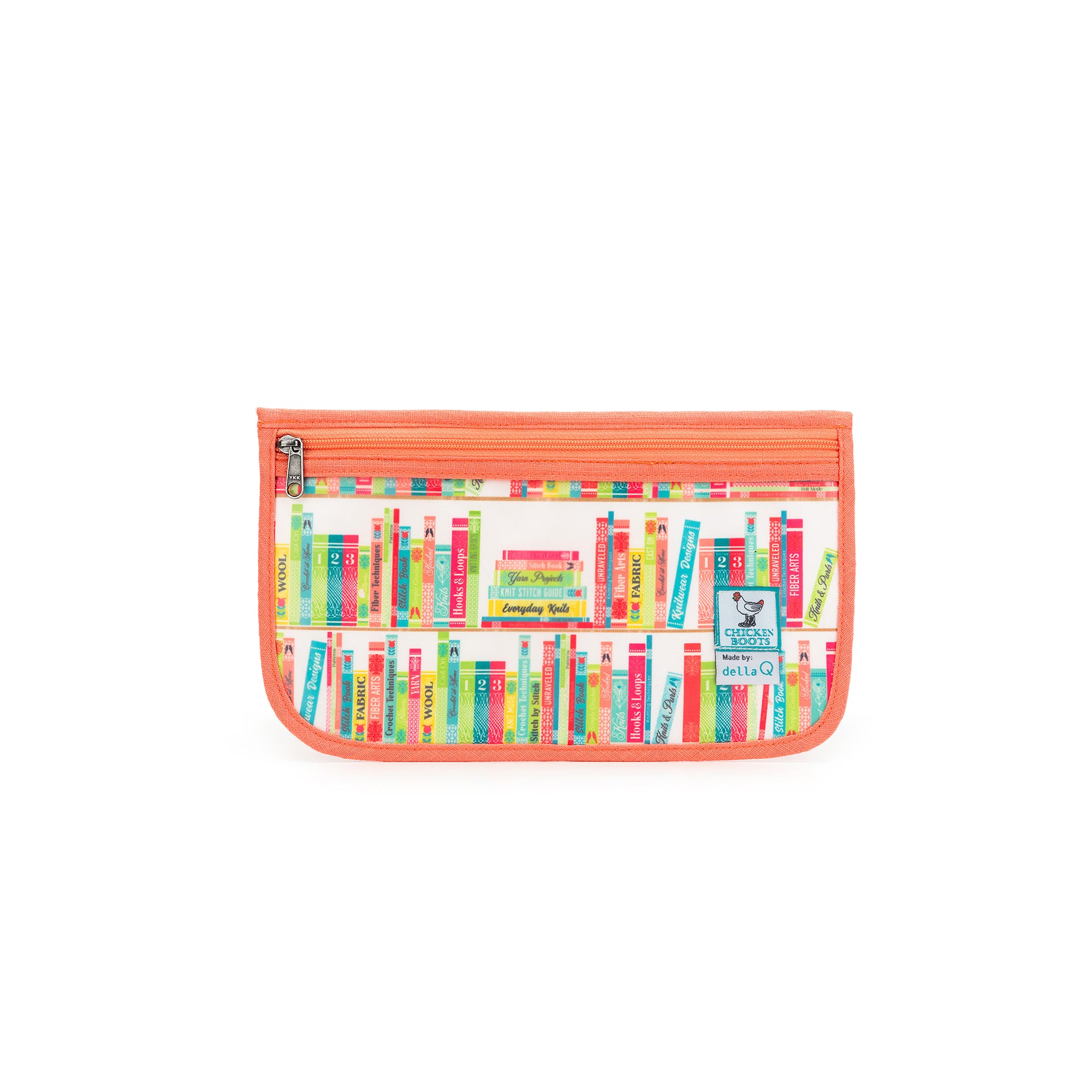 della Q Chicken Boots Notions Case - *Linen - Library - Coral
