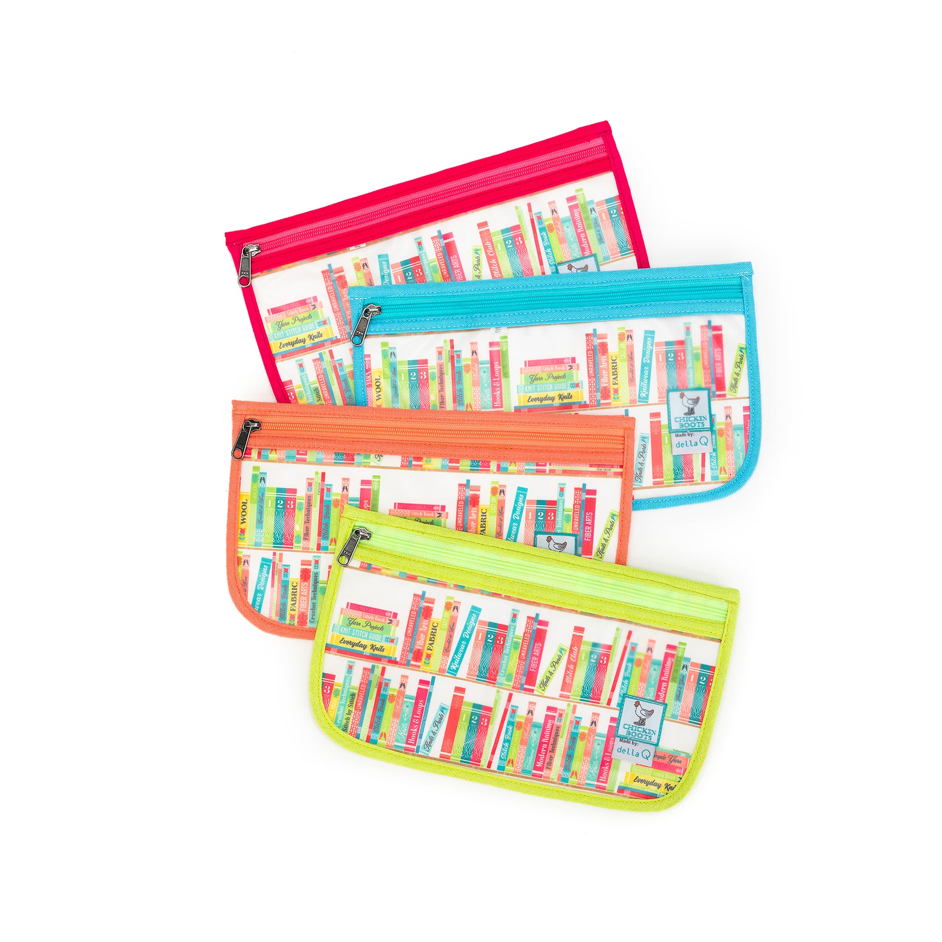della Q Chicken Boots Notions Case - *Linen - Library - Lime

