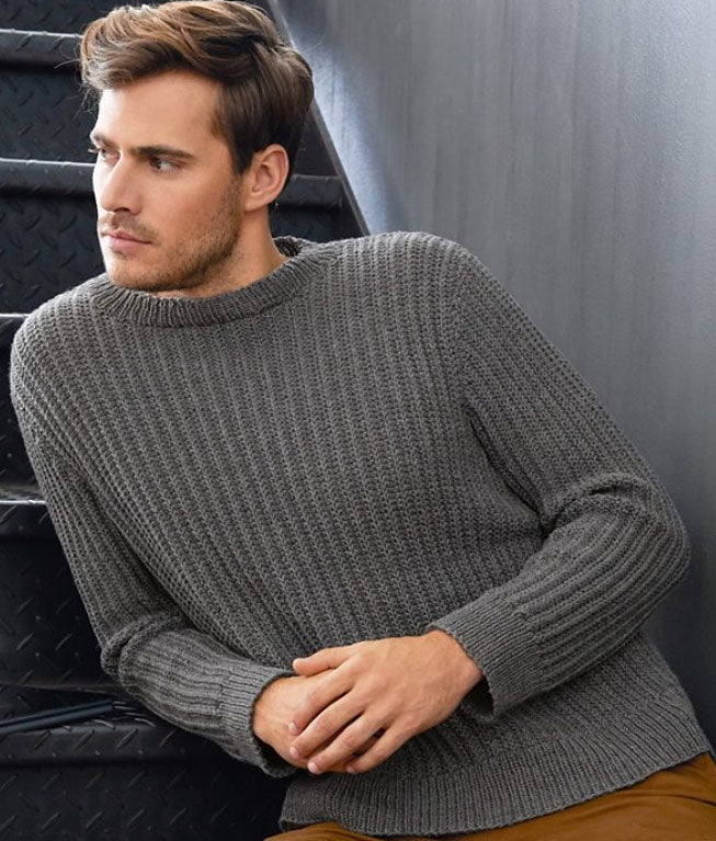 Lana Grossa Merino Edition 1 Patterns - 41 Men's Ribbed Pullover - PDF Download
