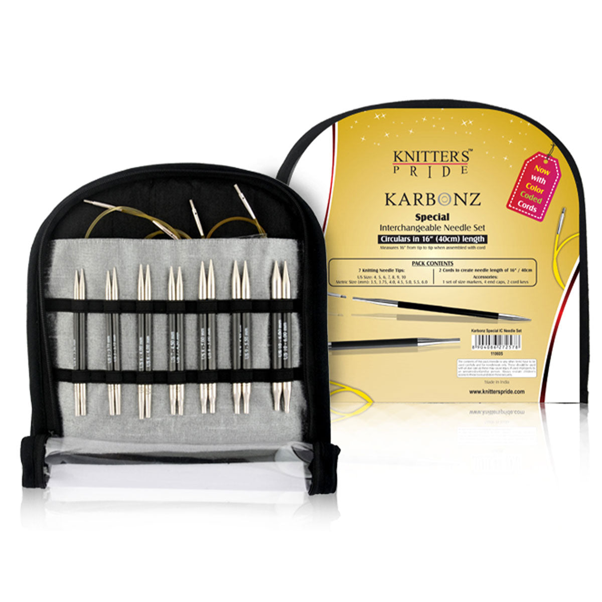 KnitPro Karbonz Interchangeable Needle Sets - Special Interchangeable Set for 16" cords - Extra Image
