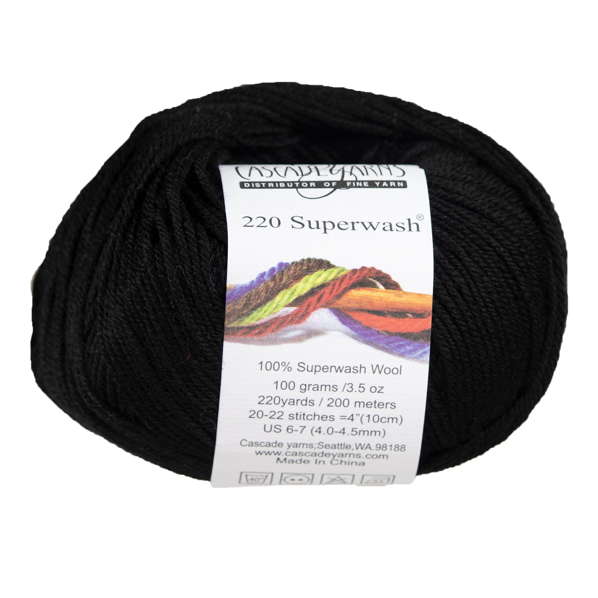Cascade Yarns 220 Superwash Yarn - 0815 Black - Zoom Image