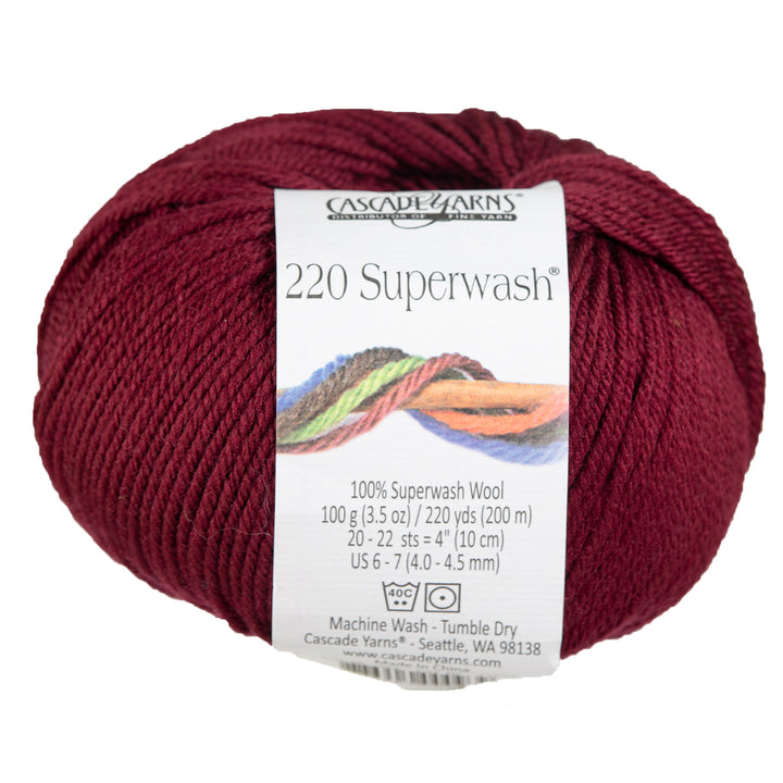 Cascade Yarns 220 Superwash Yarn - 0855 Maroon - Zoom Image