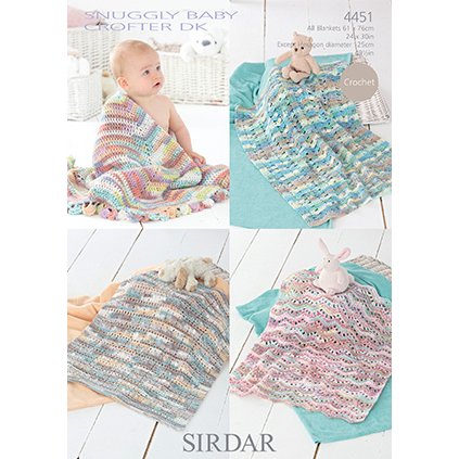 Sirdar Snuggly Baby and Children Patterns - 4451 Four Crochet Blankets - PDF Download - Extra Image
