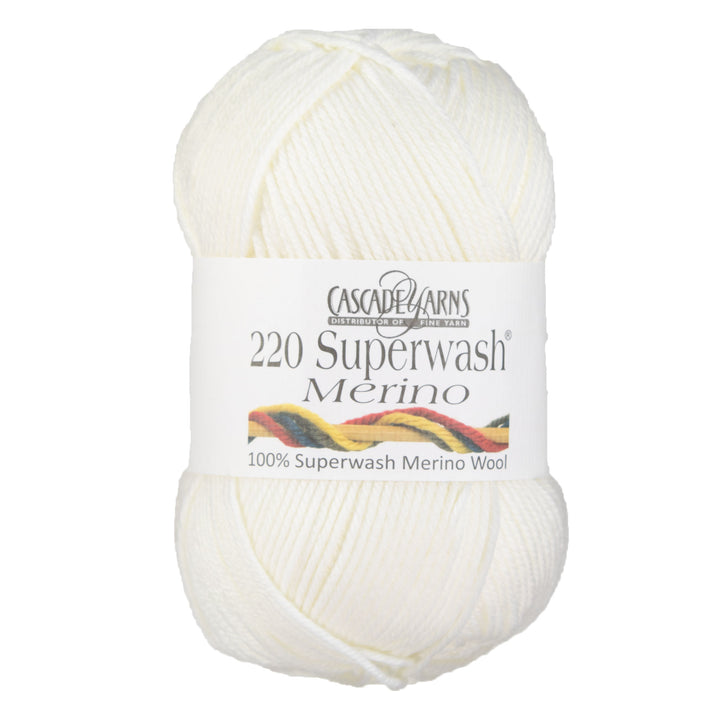 Cascade Yarns 220 Superwash Merino Yarn - 025 White - Zoom Image