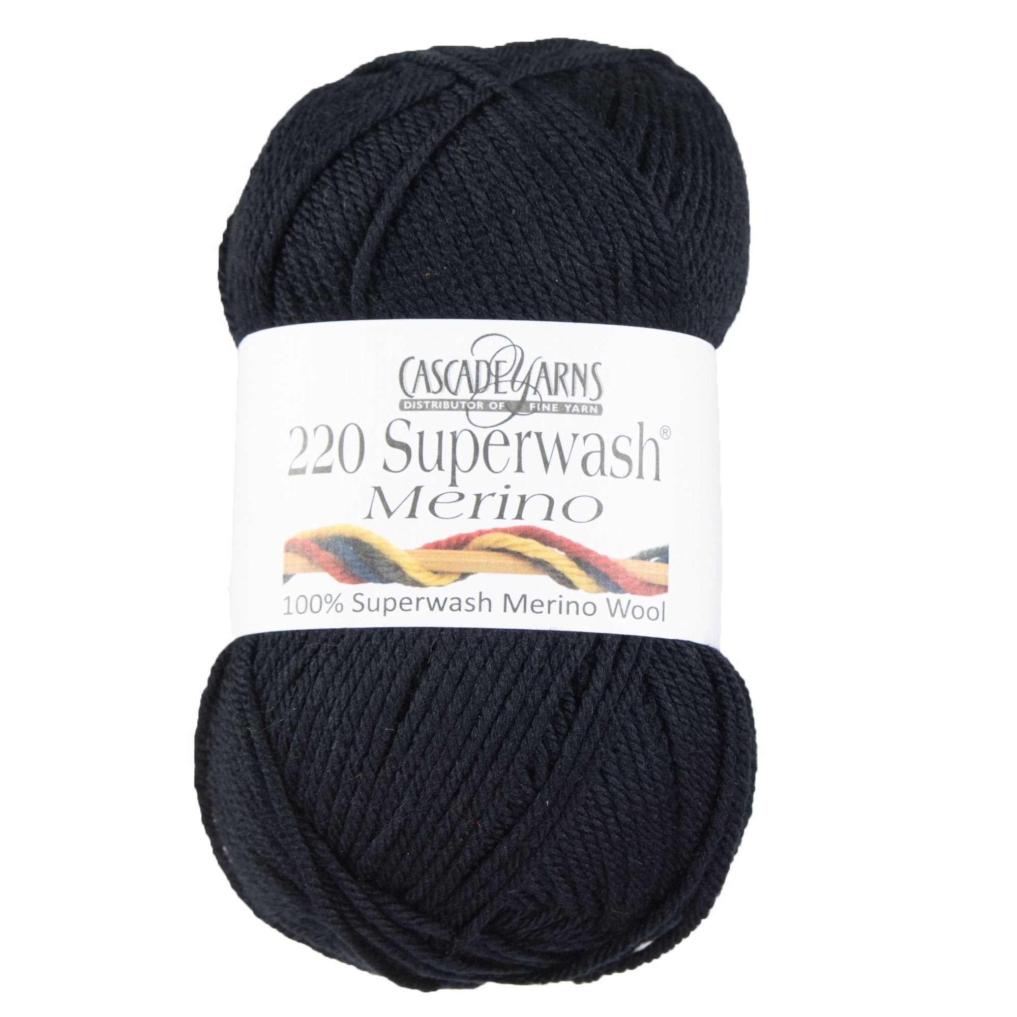 Cascade Yarns 220 Superwash Merino Yarn - 028 Black - Zoom Image