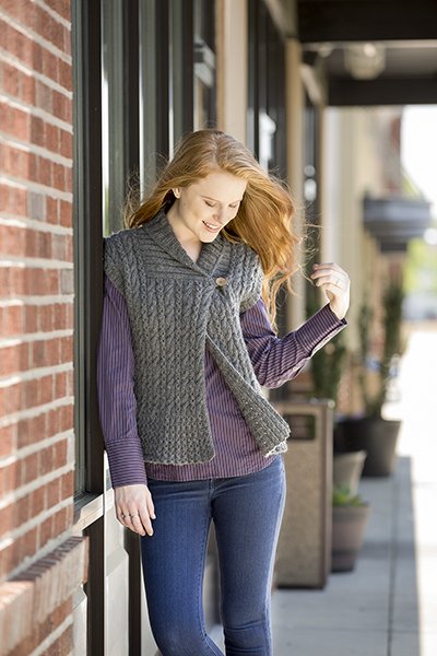 Universal Yarn Deluxe Cable Collection Patterns - Eastover Vest - PDF Download - Extra Image
