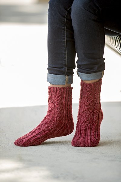 Universal Yarn Deluxe Cable Collection Patterns - Tillery Socks - PDF Download - Extra Image
