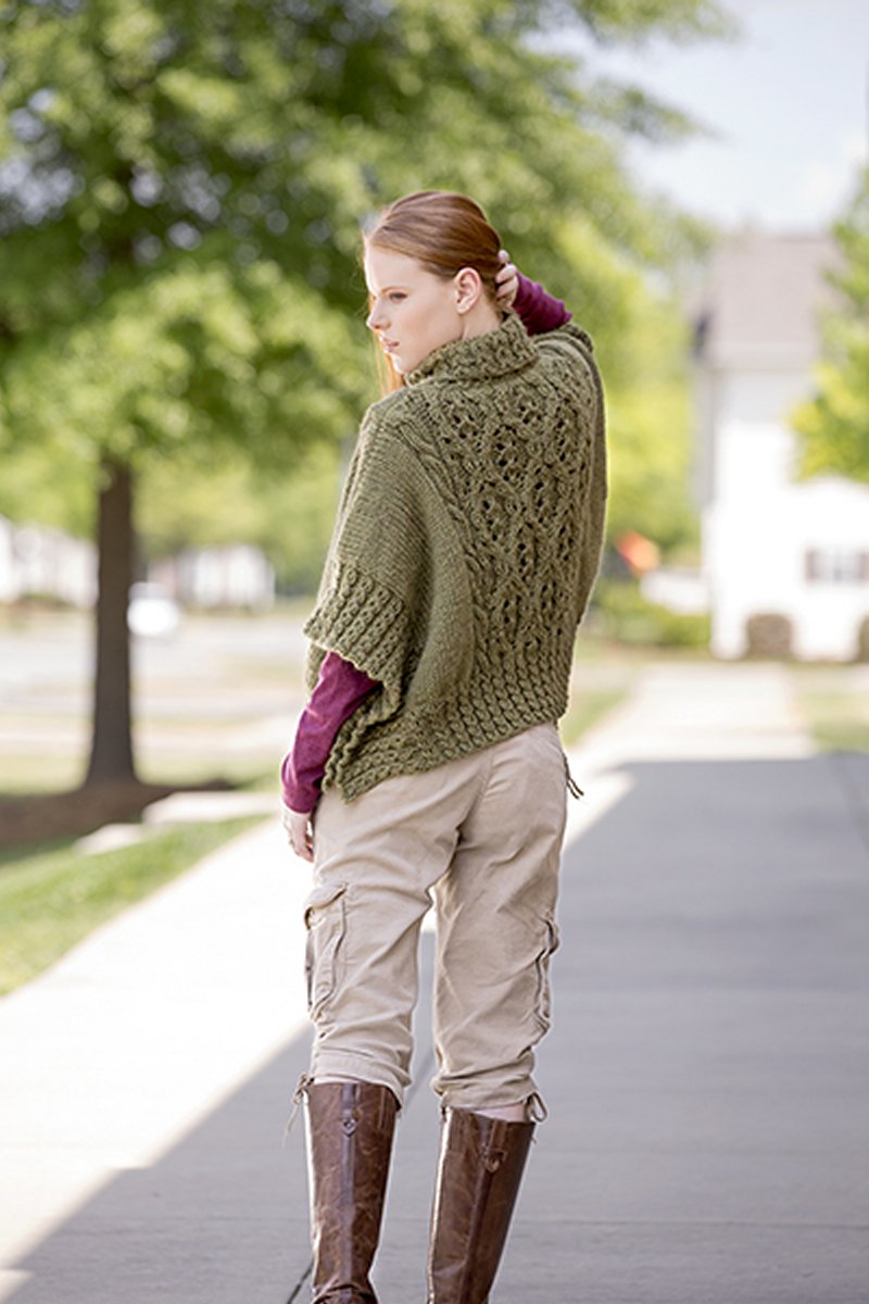 Universal Yarn Deluxe Cable Collection Patterns - Catawba River Poncho - PDF Download - Extra Image
