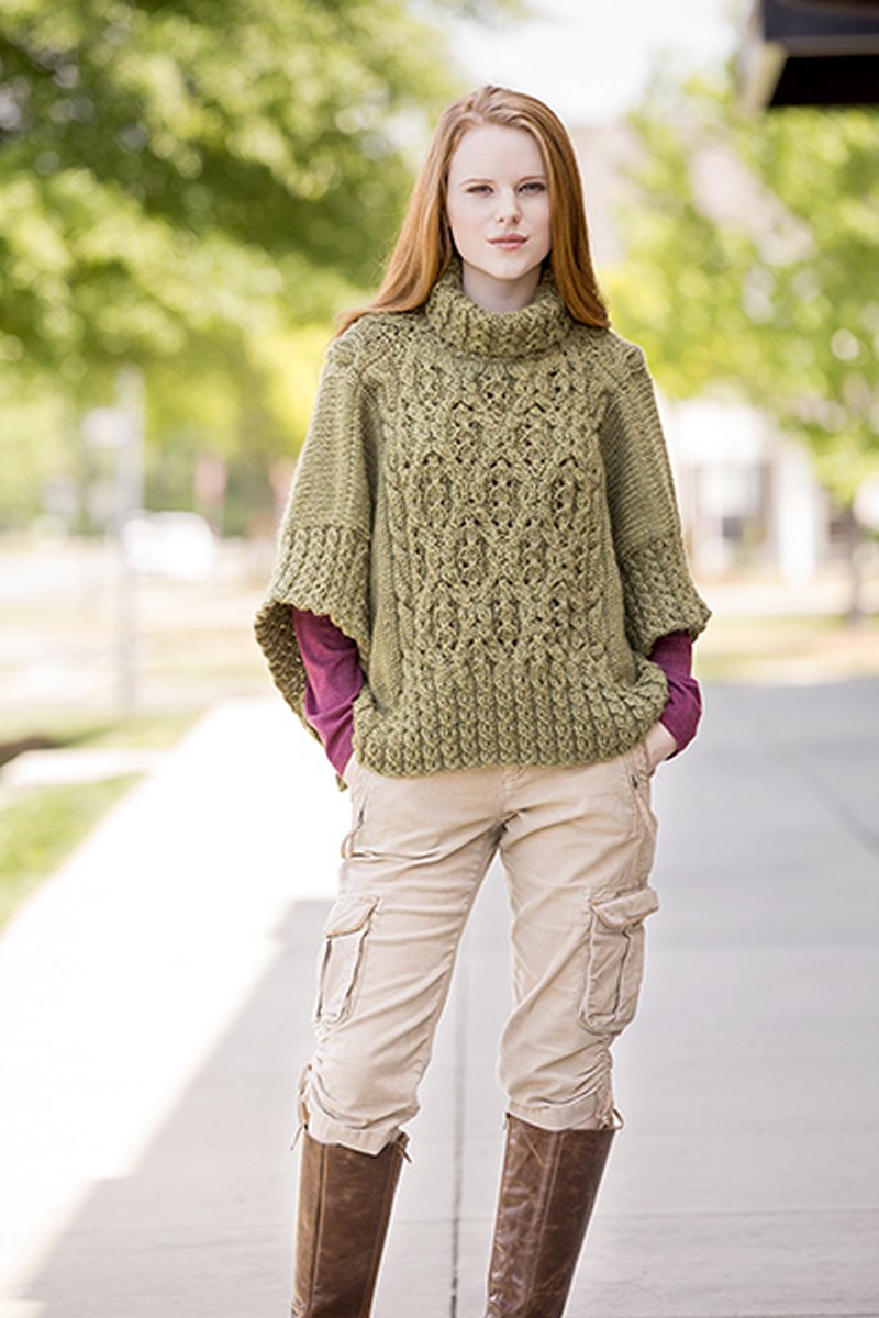 Universal Yarn Deluxe Cable Collection Patterns - Catawba River Poncho - PDF Download - Extra Image
