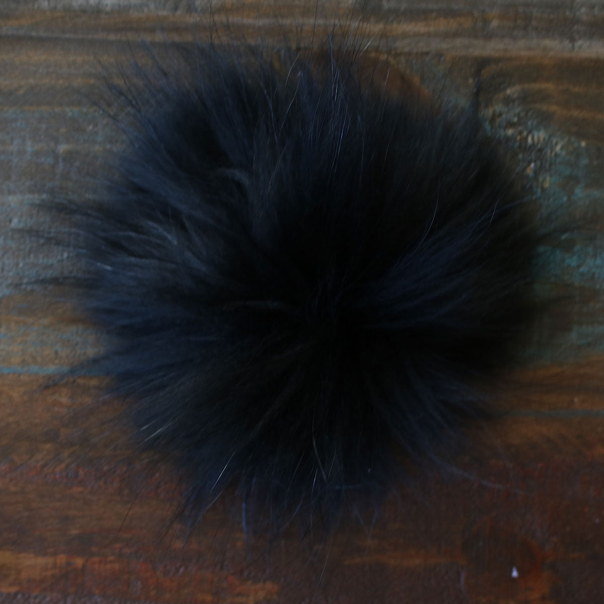 Jimmy Beans Wool Fur Pom Poms - Black - Snap (6") - Extra Image