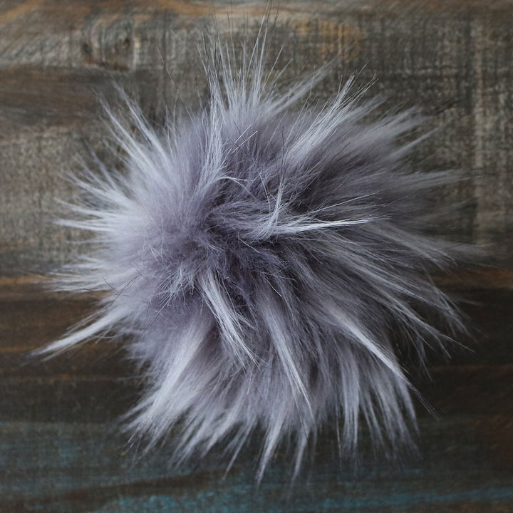 Jimmy Beans Wool Faux Fur Pom Poms - Grey - Extra Image