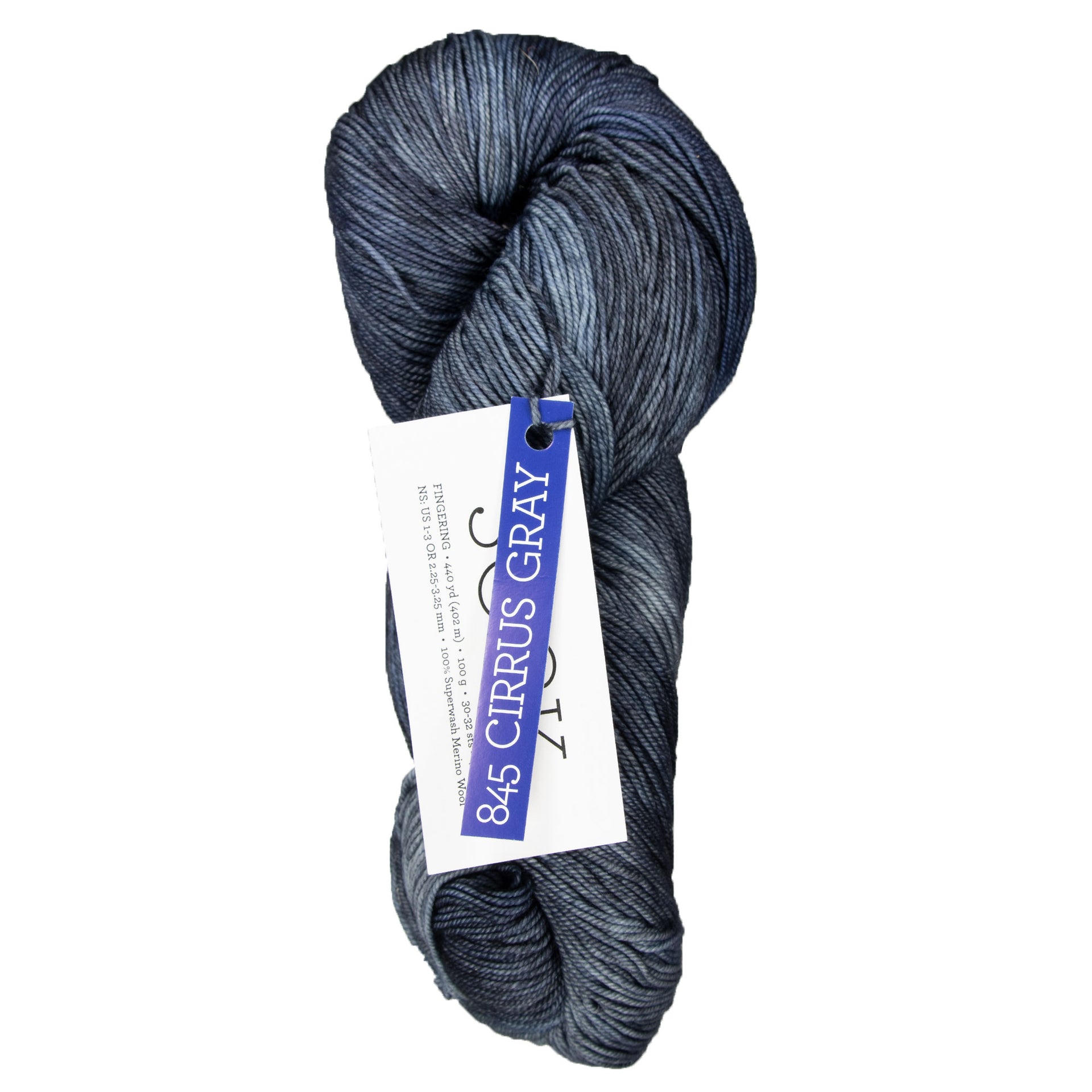 Malabrigo Sock Yarn - 845 Cirrus Gray - Zoom Image
