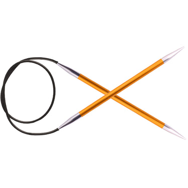 KnitPro Zing Fixed Circular Needles - US 1 (2.25mm) - 9" Amber - Zoom Image