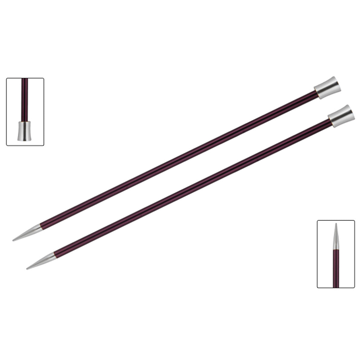 KnitPro Zing Single Pointed Needles - US 10 (6.0mm) - 10" Purple Velvet - Extra Image
