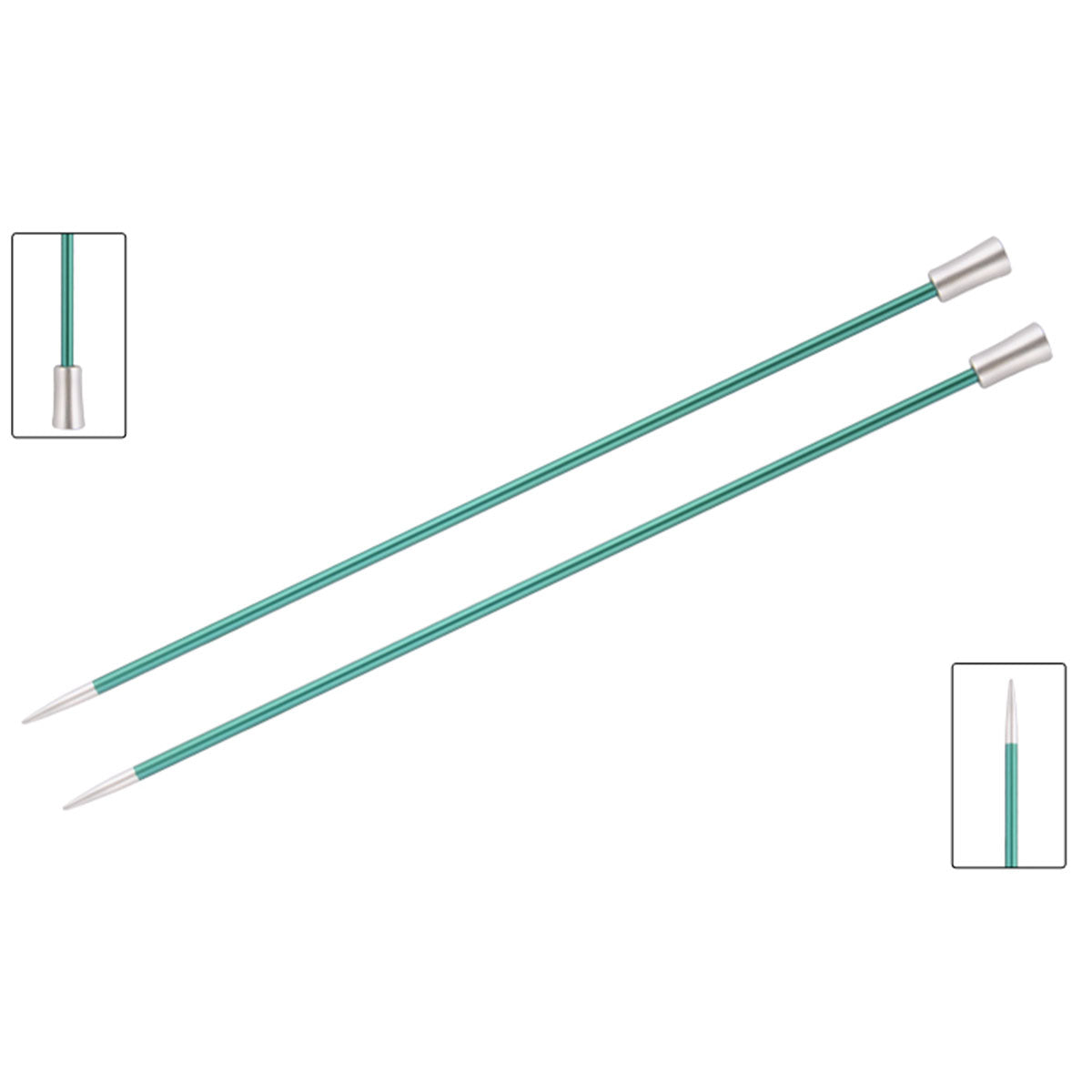 KnitPro Zing Single Pointed Needles - US 3 (3.25mm) - 14" Emerald - Extra Image
