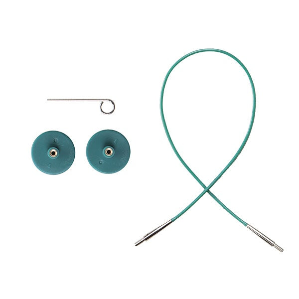 Knit Picks Green Nylon Interchangeable Knitting Needle Short Tips Cable - 16"
