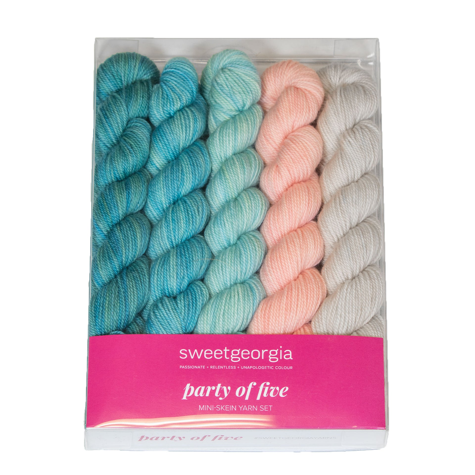 SweetGeorgia Tough Love Sock Party of Five Mini-Skein Set Yarn - Seashore - Zoom Image
