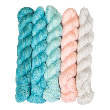 SweetGeorgia Tough Love Sock Party of Five Mini-Skein Set Yarn - Seashore - Zoom Image