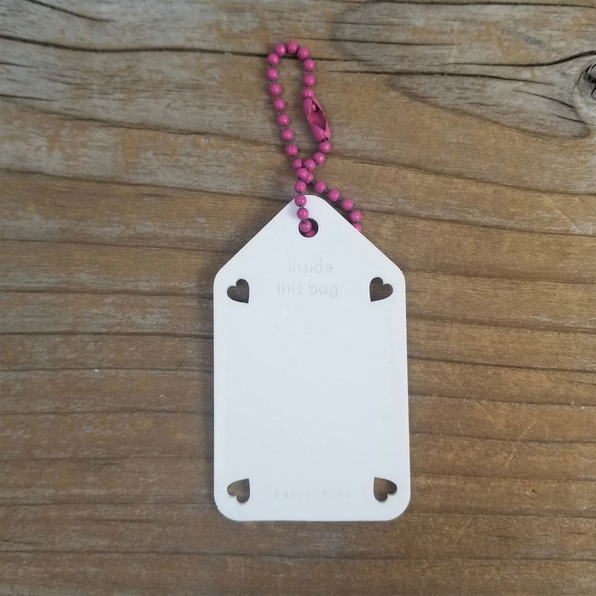 Katrinkles Write On/ Wipe Off Project Tags - White Tag- Pink Chain - Extra Image

